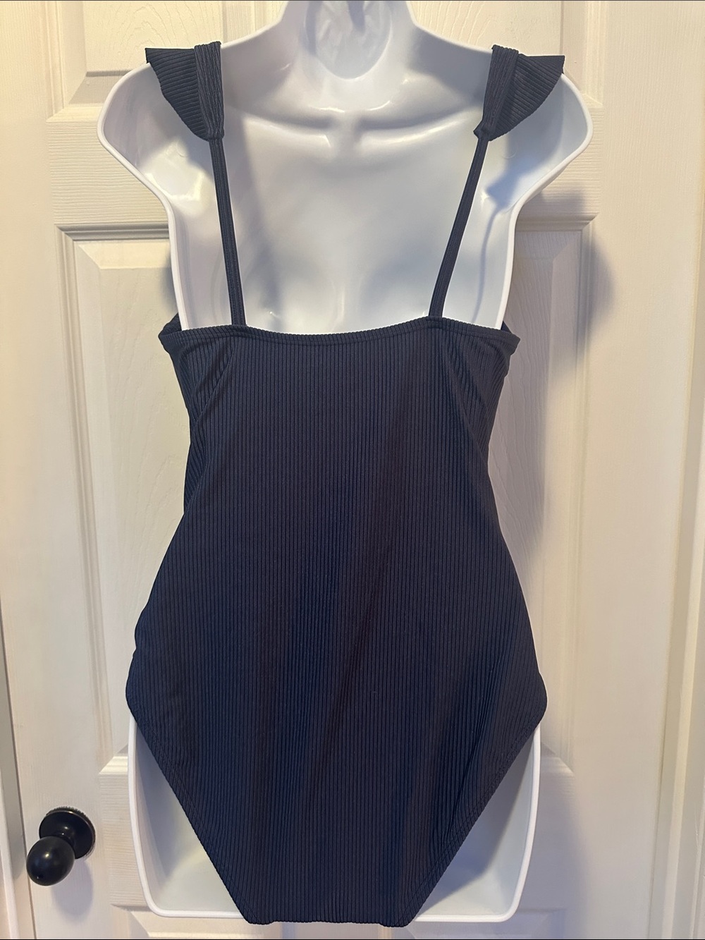Ellen Tracy Navy Ribbed One-Piece Swimsuit - Picture 2 of 2